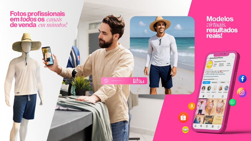 Dê vida às suas ideias com modelos virtuais do FotoModel e monte moodboards impactantes.